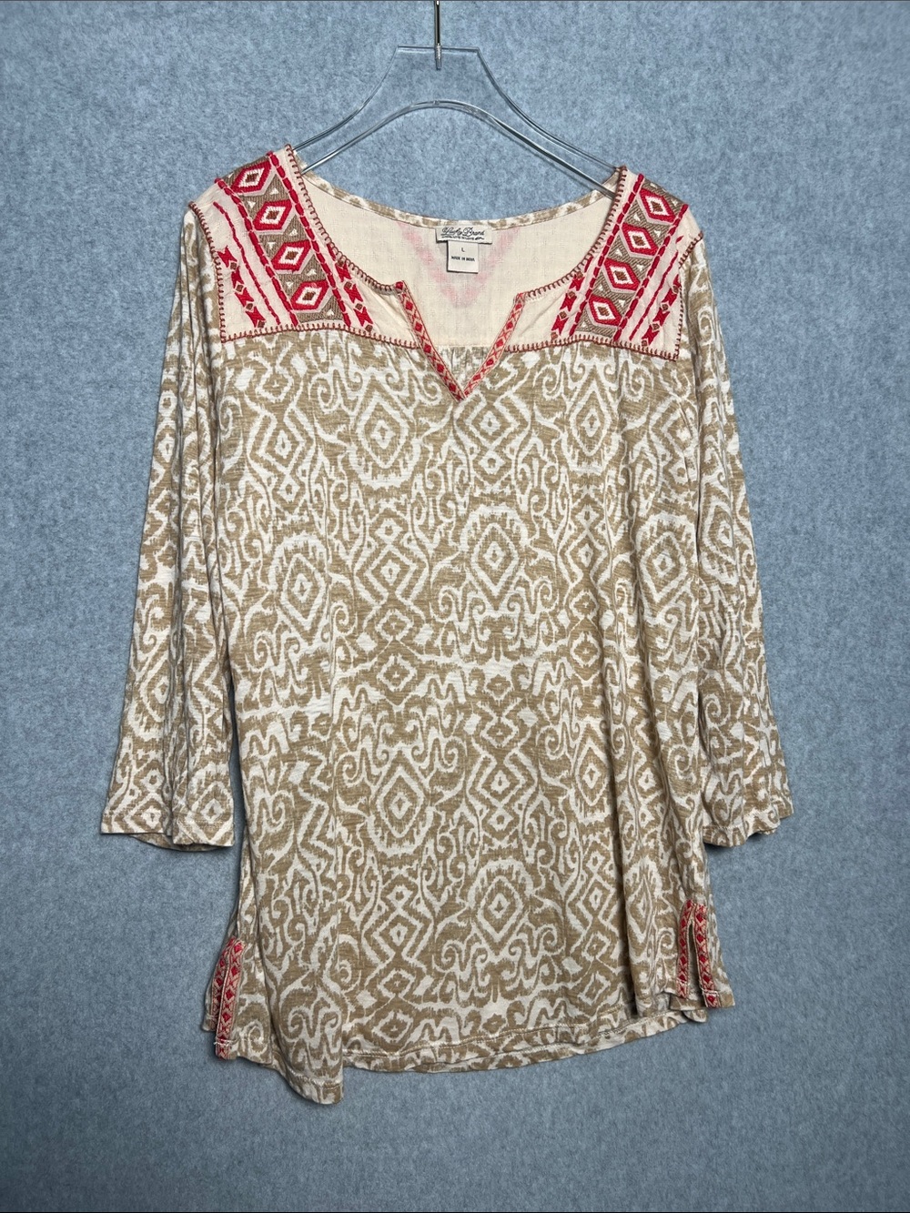 Lucky Brand Western Lagenlook Embroidered Blouse